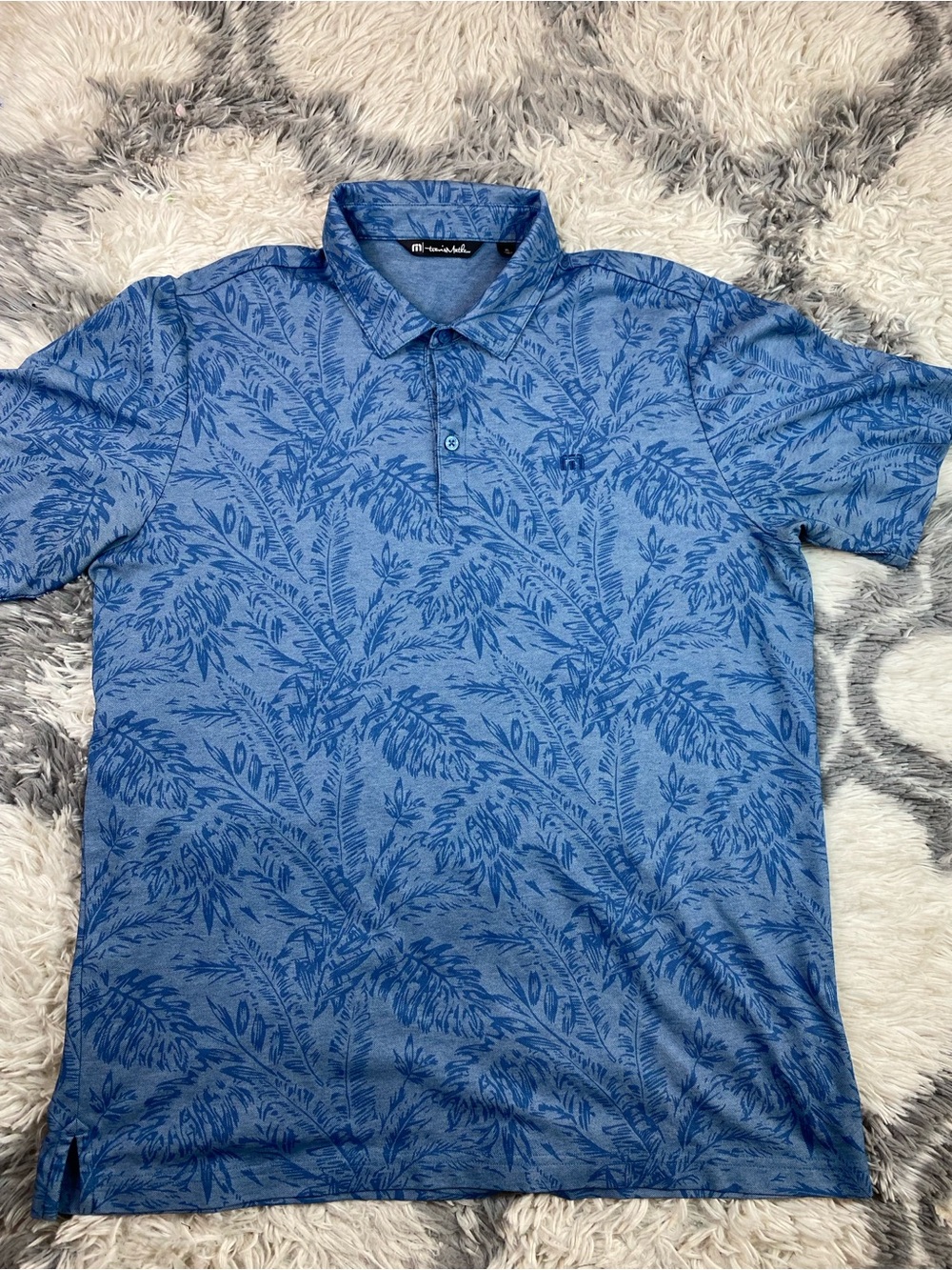 Travis Mathew Forever Young  Polo Shirt Men XL Slim Fit  Palm Leaf Revere Golf